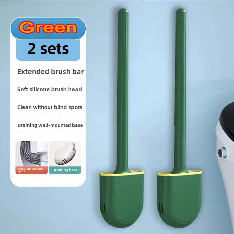 Hanging Silicone Toilet Brush With Holder Flexible Bathroom Cleaner