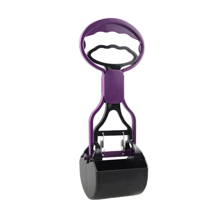 Purple and black dog waste picker on a white background