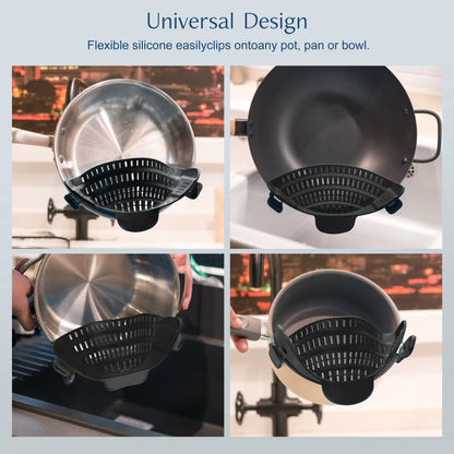 Adjustable Silicone Clip-On Pot Strainer Kitchen Pasta Drainer