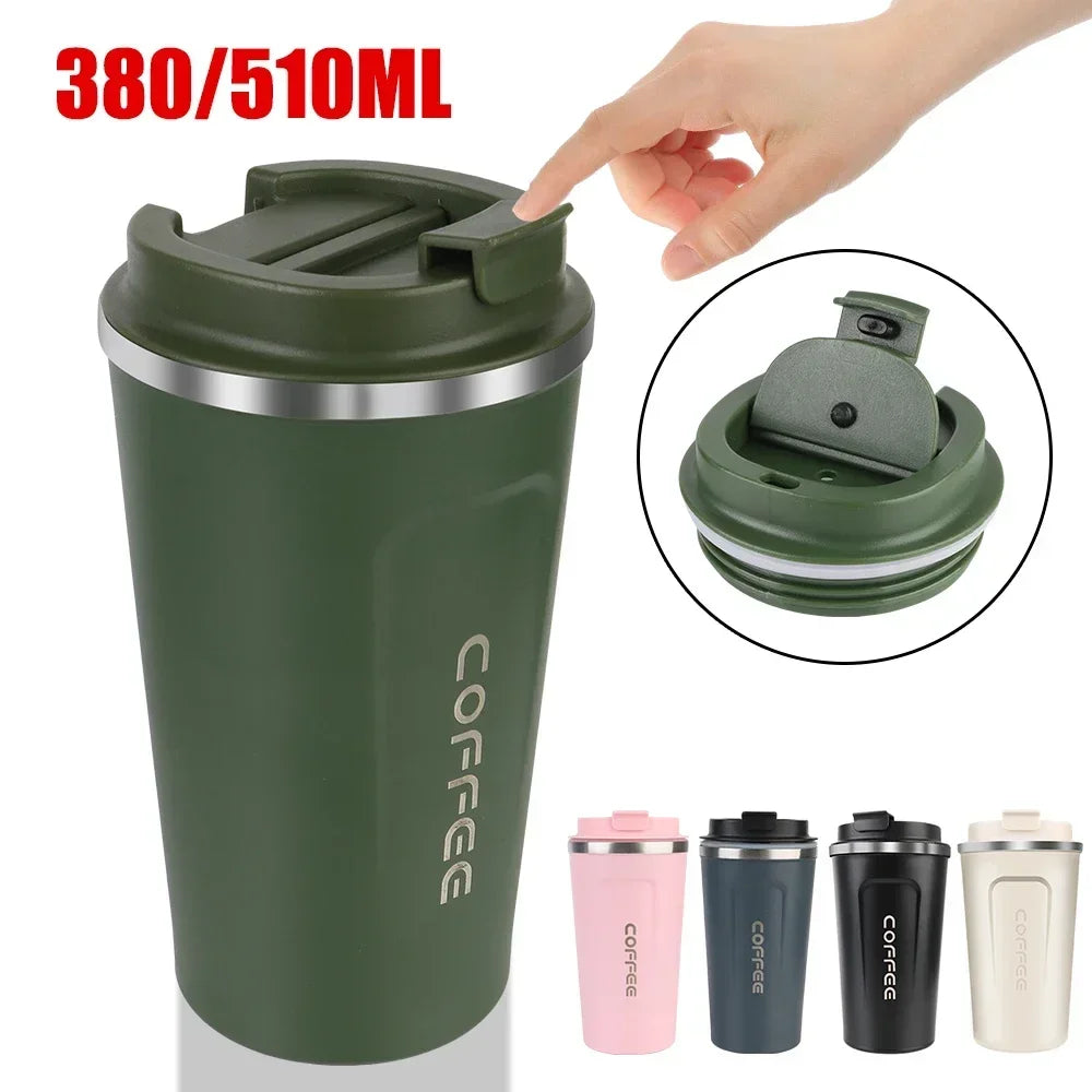 380/510ML Stainless Steel Thermo Travel Mug Leakproof Coffee Cup
