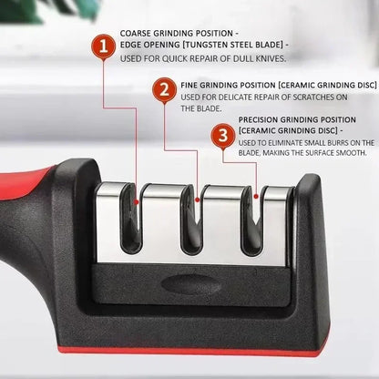 3-Stage Knife Sharpener Stainless Steel Kitchen Knife Sharpening Tool