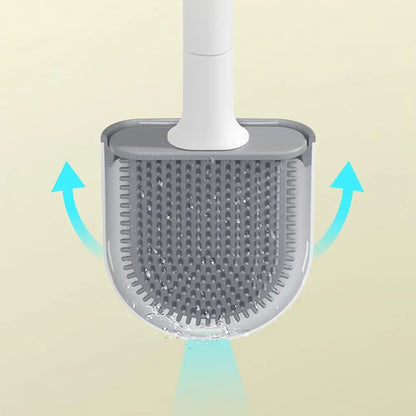 Hanging Silicone Toilet Brush With Holder Flexible Bathroom Cleaner