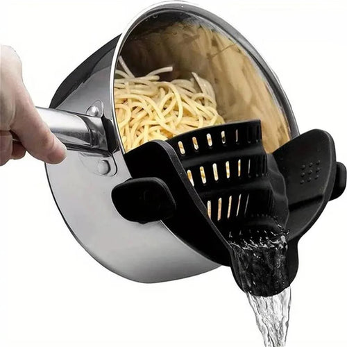 Adjustable Silicone Clip-On Pot Strainer Kitchen Pasta Drainer