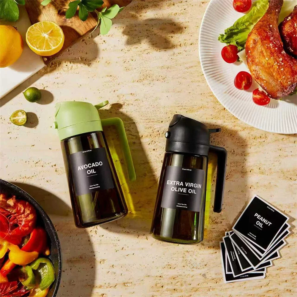 470ML Olive Oil Sprayer Bottle 2-in-1 Oil Dispenser Cooking Spray