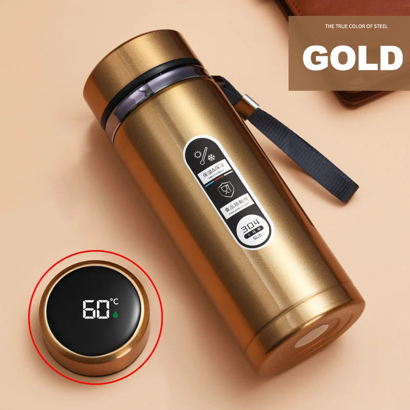 Stainless Steel Thermos Bottle LED Temperature Display 500ML-1L