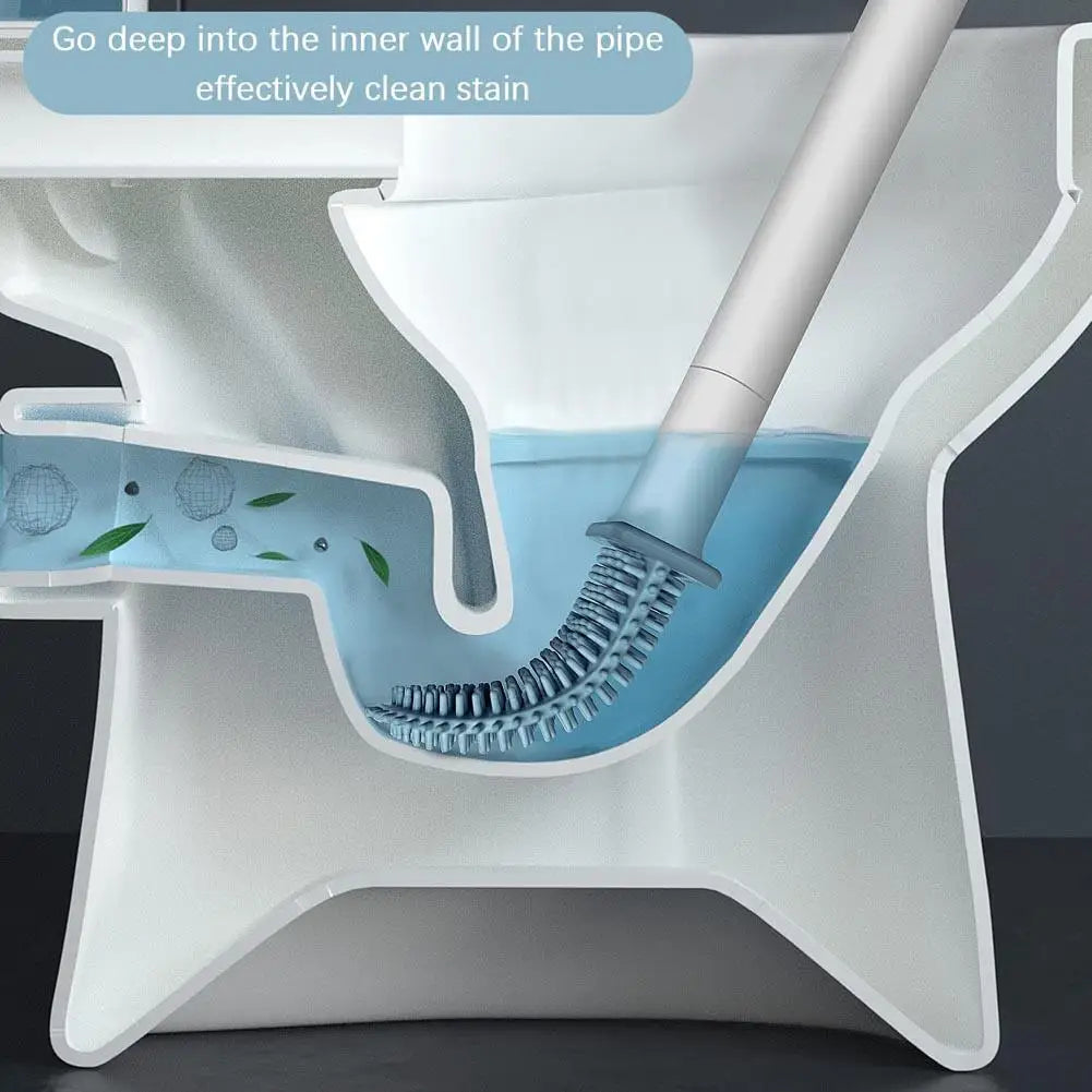 Hanging Silicone Toilet Brush With Holder Flexible Bathroom Cleaner
