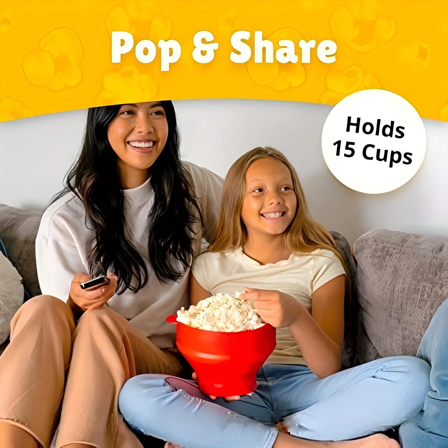 3L Silicone Microwave Popcorn Maker Foldable BPA-Free Popcorn Bowl