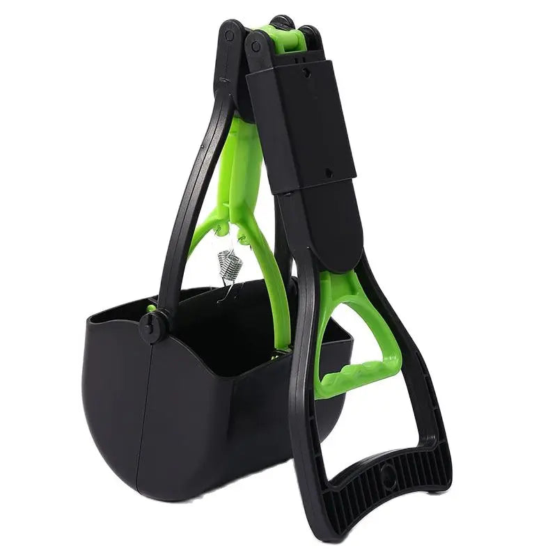 Black and green mechanical device on a white background