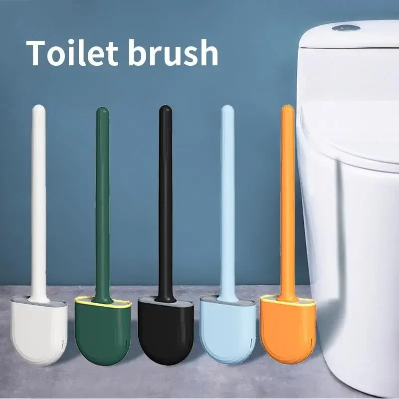 Hanging Silicone Toilet Brush With Holder Flexible Bathroom Cleaner
