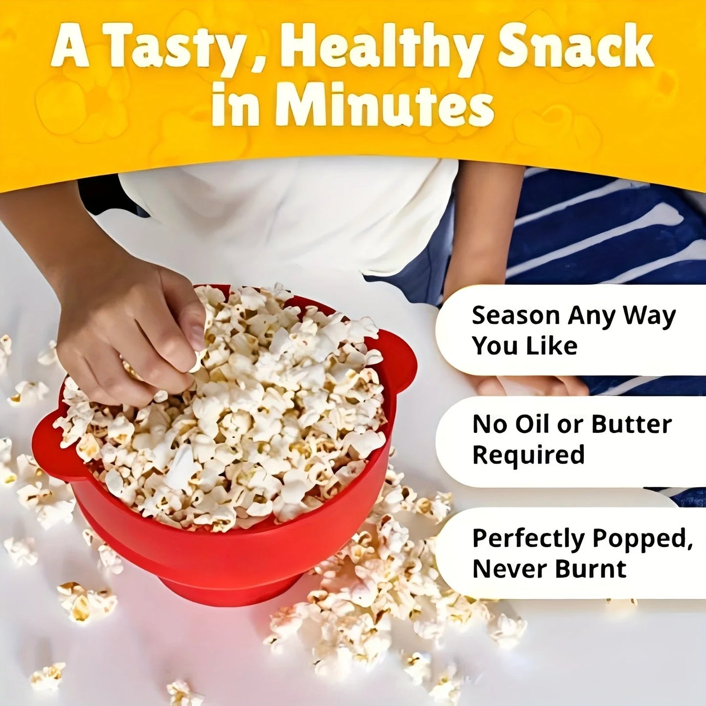 3L Silicone Microwave Popcorn Maker Foldable BPA-Free Popcorn Bowl
