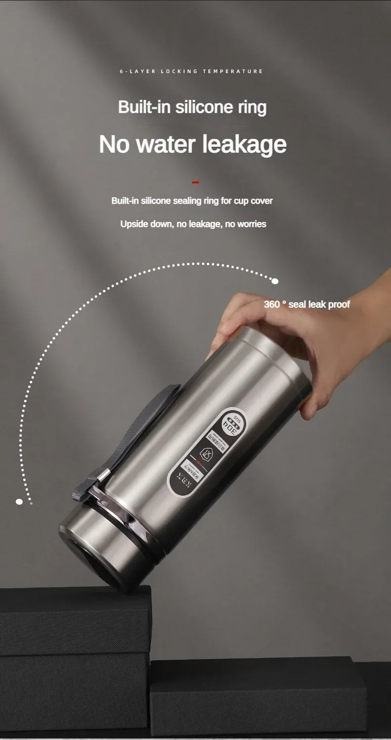 Stainless Steel Thermos Bottle LED Temperature Display 500ML-1L