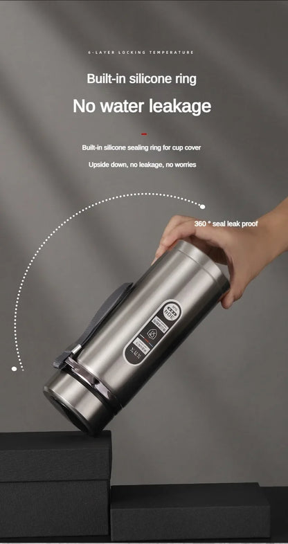 Stainless Steel Thermos Bottle LED Temperature Display 500ML-1L