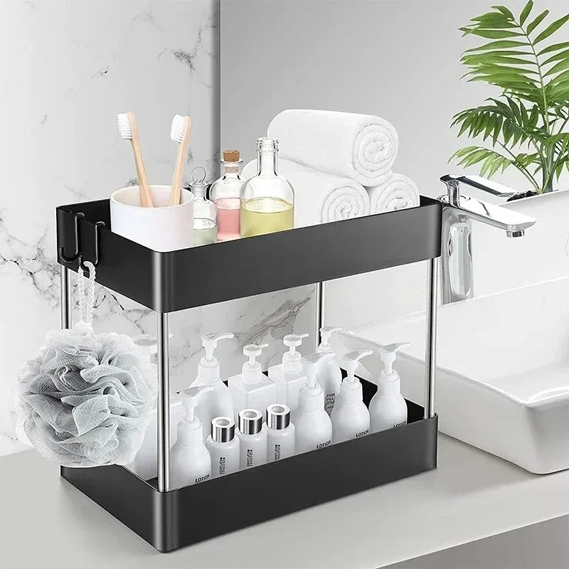 2 Tier Under Sink Storage Organizer Kitchen Bathroom Cabinet Rack