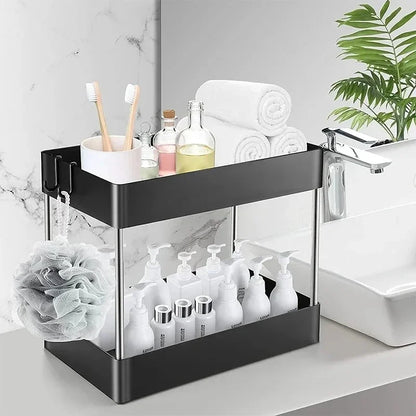 2 Tier Under Sink Storage Organizer Kitchen Bathroom Cabinet Rack