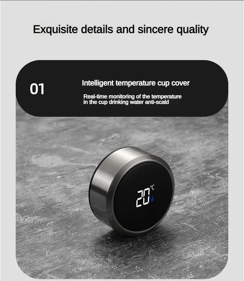 Stainless Steel Thermos Bottle LED Temperature Display 500ML-1L