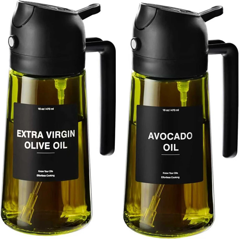 470ML Olive Oil Sprayer Bottle 2-in-1 Oil Dispenser Cooking Spray