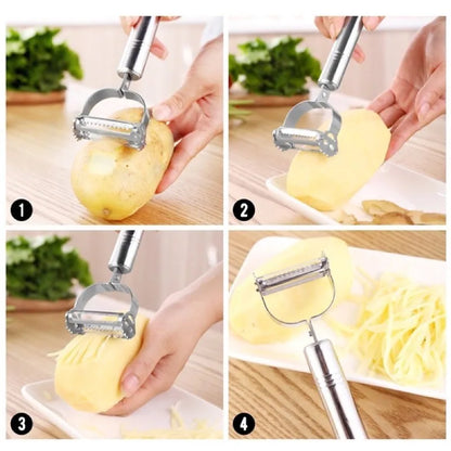 2-in-1 Stainless Steel Vegetable Peeler Carrot Grater Kitchen Tool