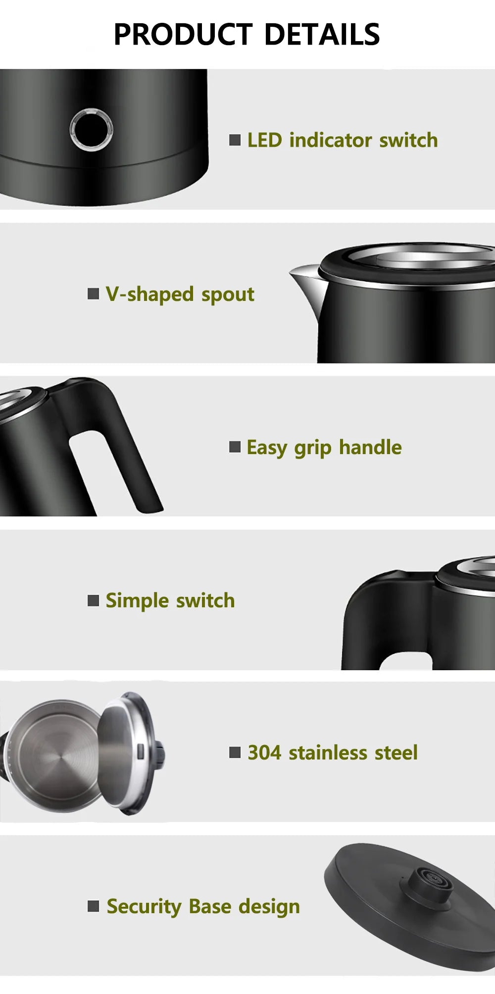 0.8L Travel Electric Kettle Portable Stainless Steel Water Boiler