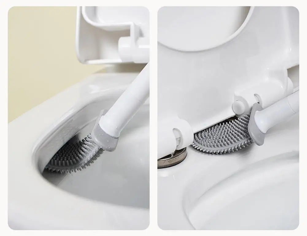Hanging Silicone Toilet Brush With Holder Flexible Bathroom Cleaner