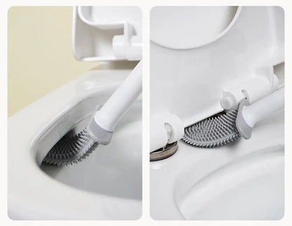 Hanging Silicone Toilet Brush With Holder Flexible Bathroom Cleaner