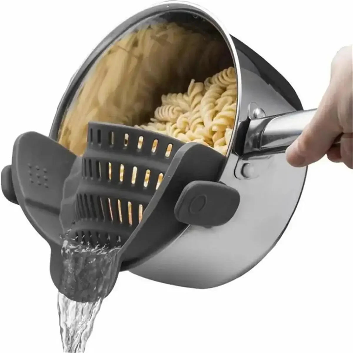 Adjustable Silicone Clip-On Pot Strainer Kitchen Pasta Drainer