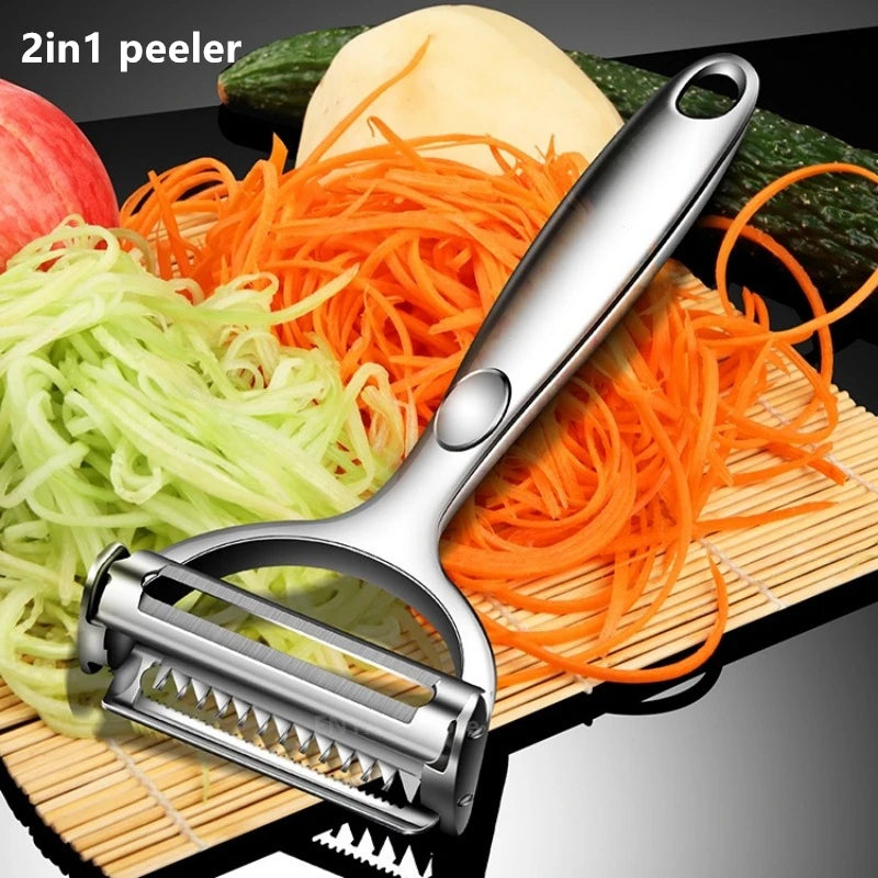 2-in-1 Stainless Steel Vegetable Peeler Carrot Grater Kitchen Tool
