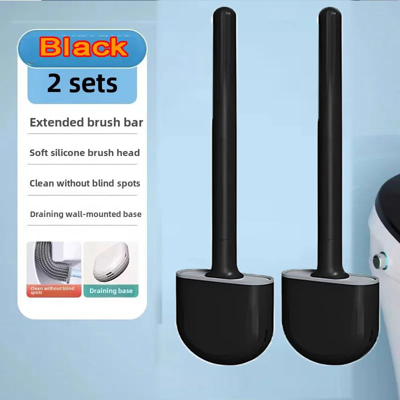 Hanging Silicone Toilet Brush With Holder Flexible Bathroom Cleaner