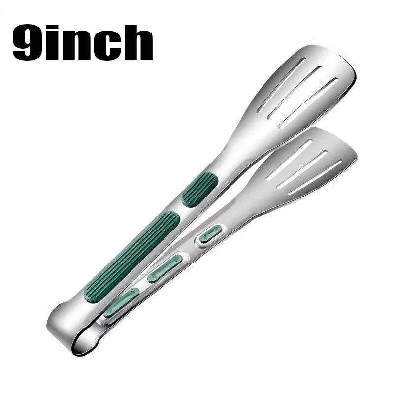 Non Slip Stainless Steel Food Tongs BBQ Kitchen Cooking Clamp