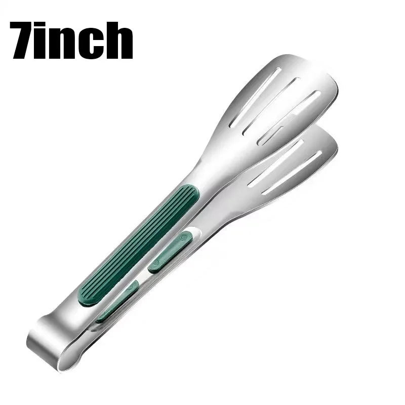 Non Slip Stainless Steel Food Tongs BBQ Kitchen Cooking Clamp
