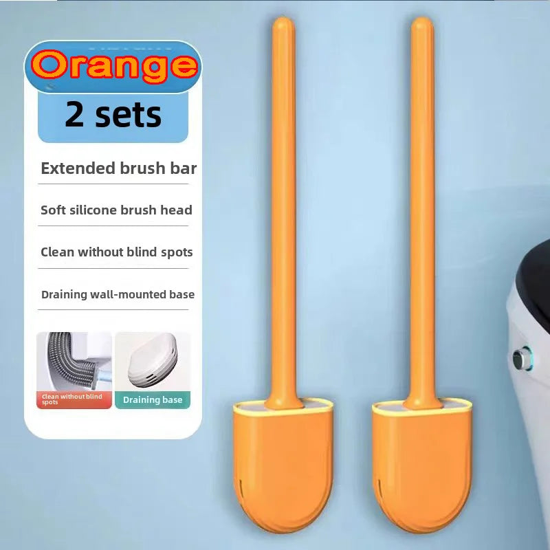 Hanging Silicone Toilet Brush With Holder Flexible Bathroom Cleaner