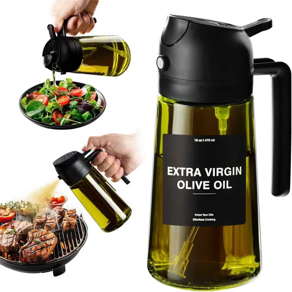 470ML Olive Oil Sprayer Bottle 2-in-1 Oil Dispenser Cooking Spray