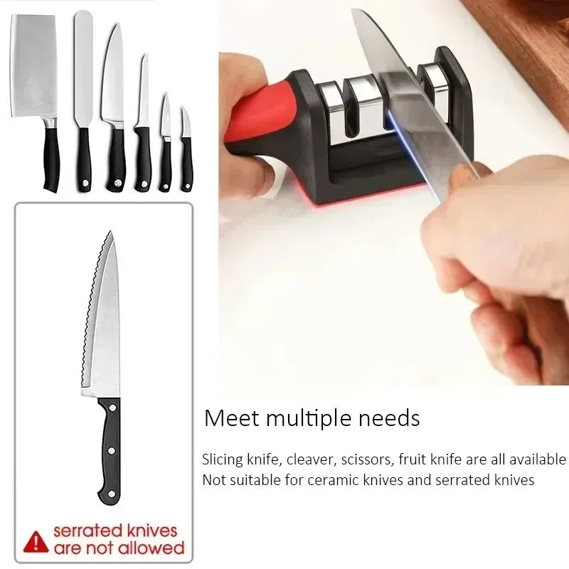 3-Stage Knife Sharpener Stainless Steel Kitchen Knife Sharpening Tool