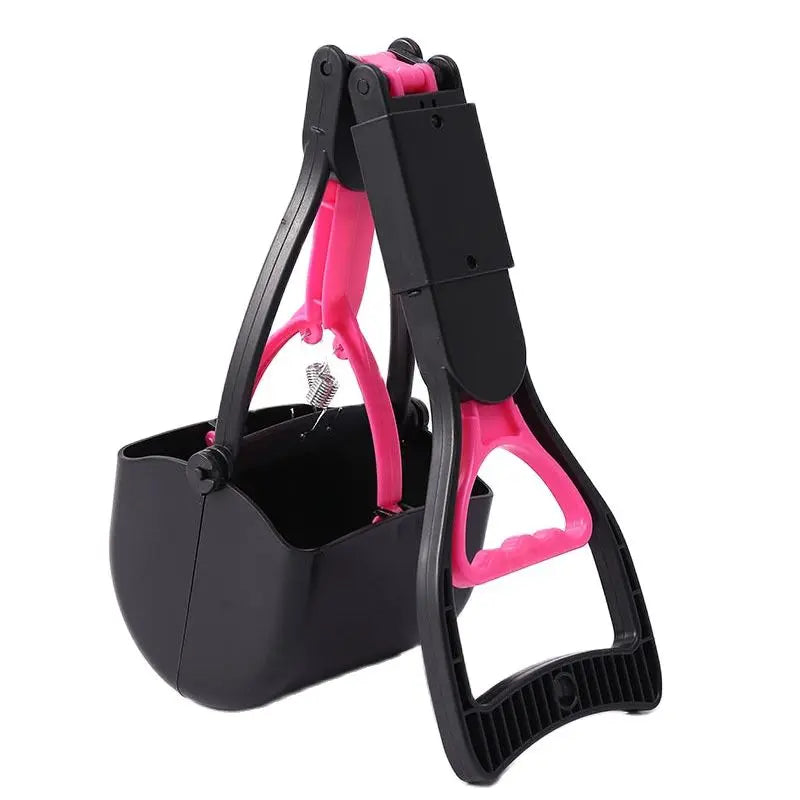 Black and pink pet carrier with handle on a white background