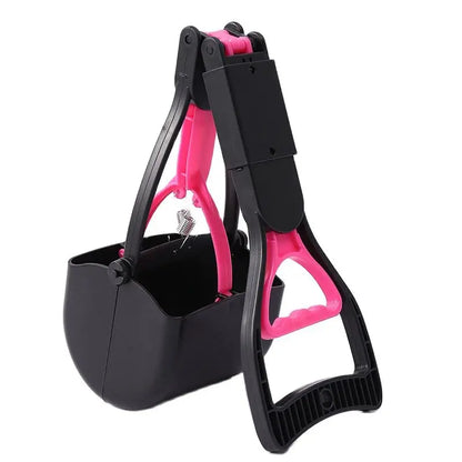 Black and pink pet carrier with handle on a white background