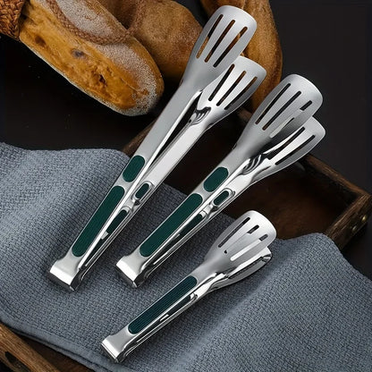 Non Slip Stainless Steel Food Tongs BBQ Kitchen Cooking Clamp