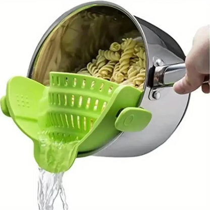 Adjustable Silicone Clip-On Pot Strainer Kitchen Pasta Drainer