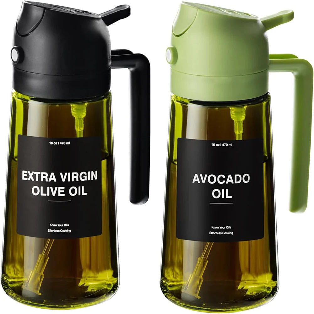 470ML Olive Oil Sprayer Bottle 2-in-1 Oil Dispenser Cooking Spray