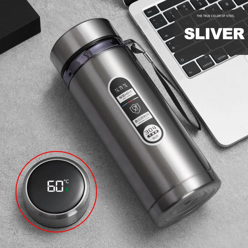 Stainless Steel Thermos Bottle LED Temperature Display 500ML-1L