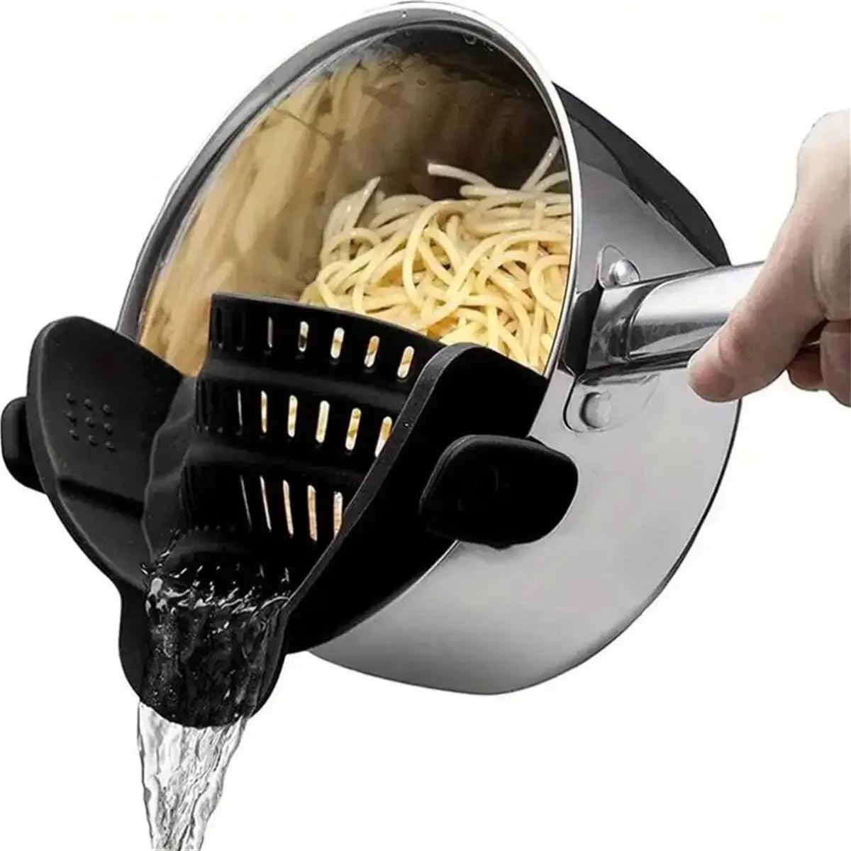 Adjustable Silicone Clip-On Pot Strainer Kitchen Pasta Drainer
