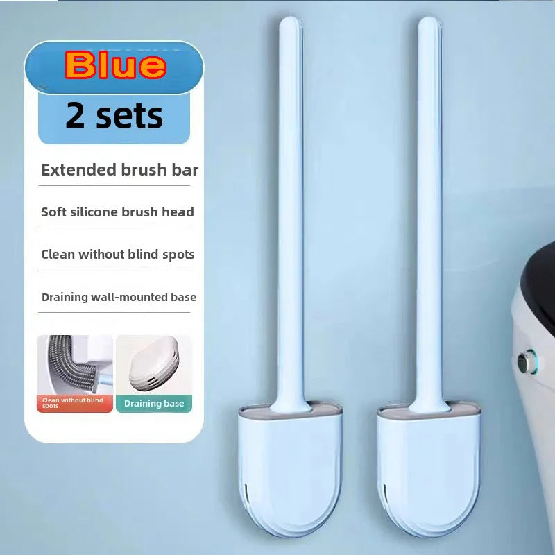 Hanging Silicone Toilet Brush With Holder Flexible Bathroom Cleaner