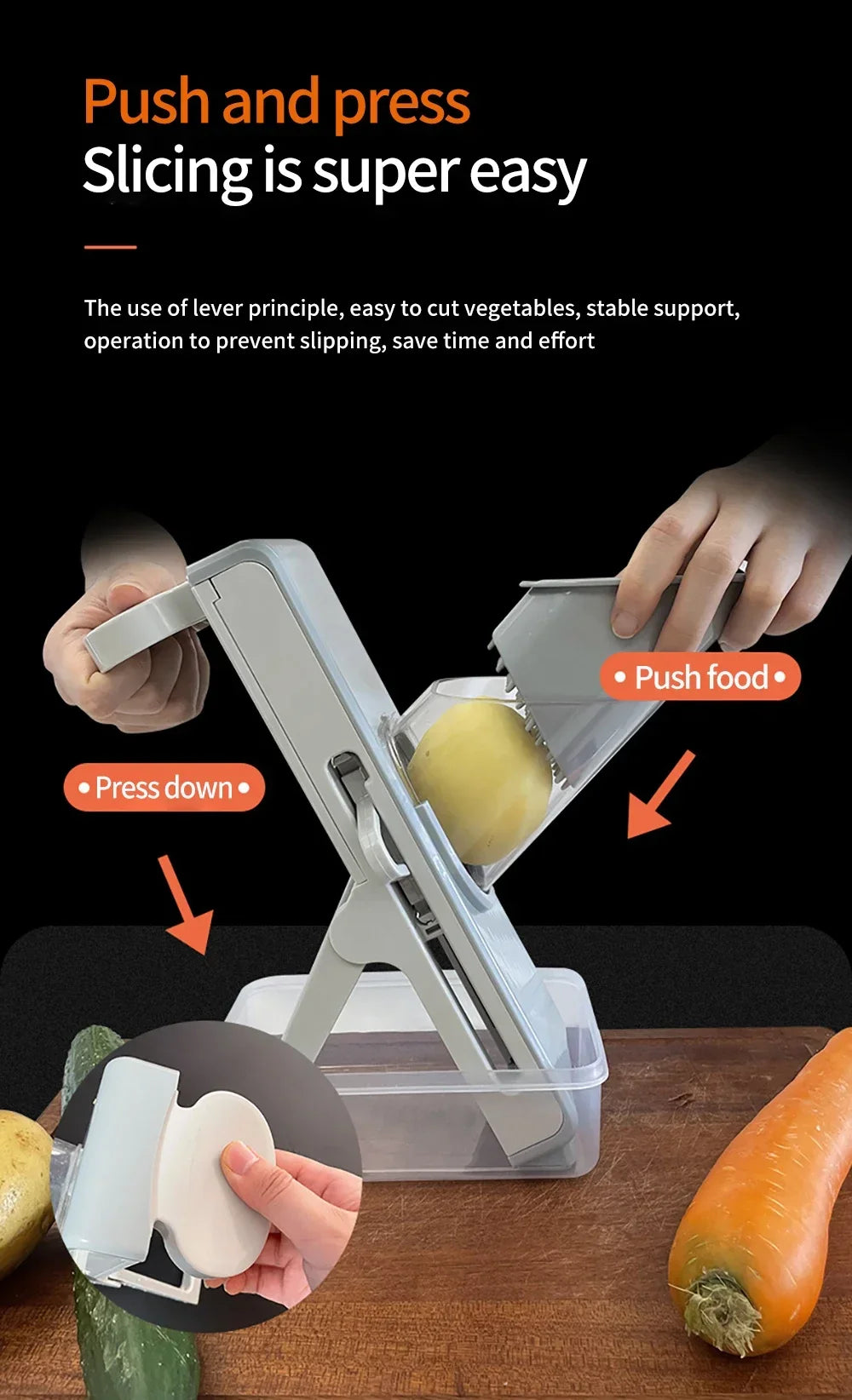 Safe Mandoline Vegetable Cutter Slicer With Storage Box Lid