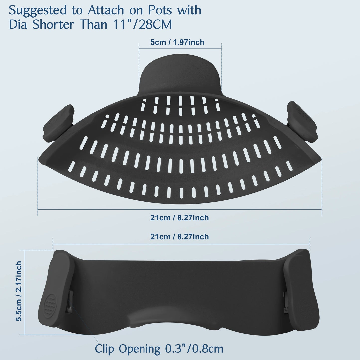 Adjustable Silicone Clip-On Pot Strainer Kitchen Pasta Drainer