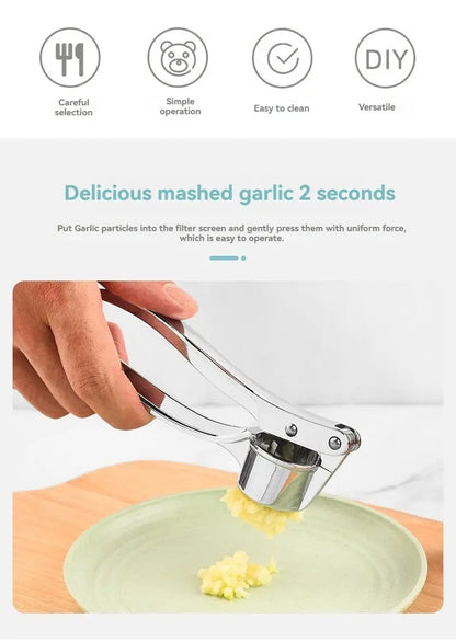 Heavy Duty Garlic Press Stainless Steel Manual Garlic Crusher Tool