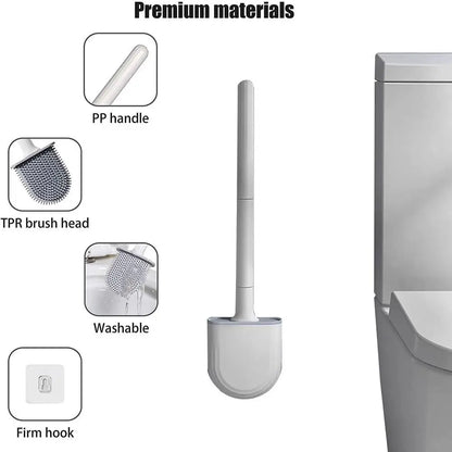 Hanging Silicone Toilet Brush With Holder Flexible Bathroom Cleaner