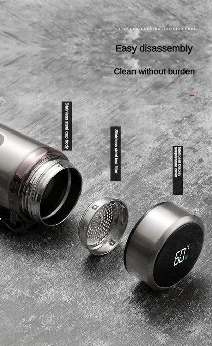 Stainless Steel Thermos Bottle LED Temperature Display 500ML-1L