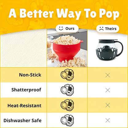 3L Silicone Microwave Popcorn Maker Foldable BPA-Free Popcorn Bowl