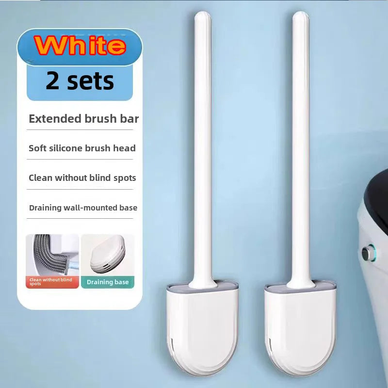 Hanging Silicone Toilet Brush With Holder Flexible Bathroom Cleaner