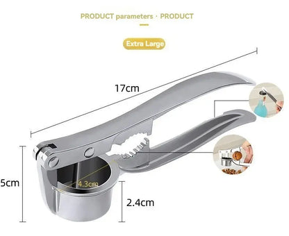 Heavy Duty Garlic Press Stainless Steel Manual Garlic Crusher Tool