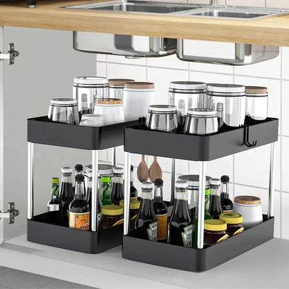 2 Tier Under Sink Storage Organizer Kitchen Bathroom Cabinet Rack