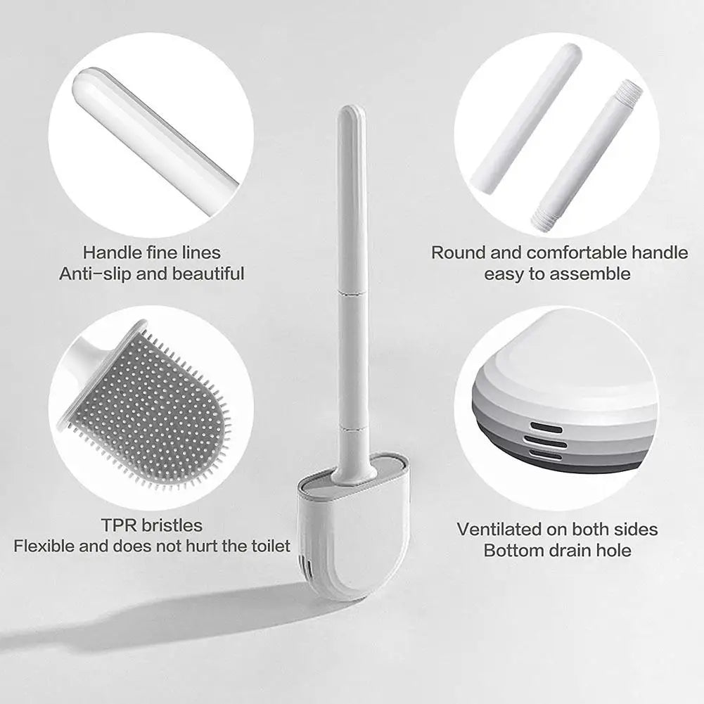 Hanging Silicone Toilet Brush With Holder Flexible Bathroom Cleaner